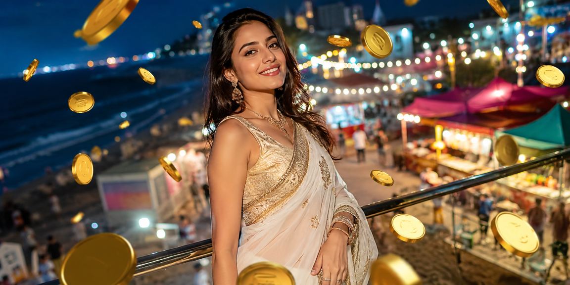 সেন্ট মার্টিনে শাড়িতে মোবাইল পেমেন্ট করছেন একজন ব্যবহারকারী